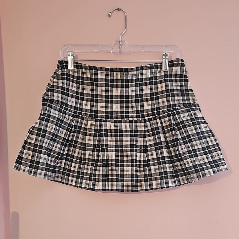 Plaid Black and White Women's Skirt